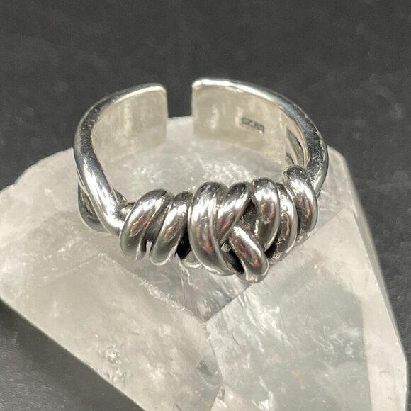 925 Sterling Stamped Twisted Knot Adjustable Boho Ring #1319 - Picture 13 of 13